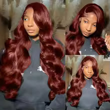 Reddish Brown Body Wave Human Hair Lace Wig