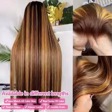 highlight ombre straight human hair wig with 13x6 hd lace front