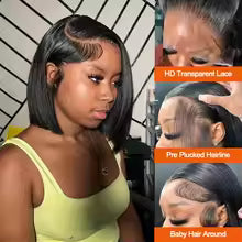 Bone Straight Bob 13x6 HD Lace Glueless Wig
200% Density Pre-Plucked Natural Black